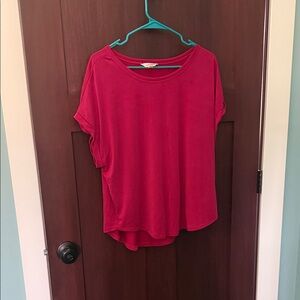 Lucky Brand Fuchsia Short Sleeve Scoop Neck Tee